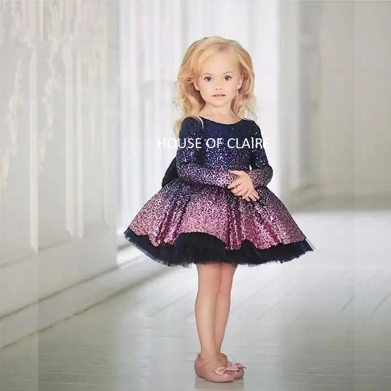 Luxury Glitter Navy-blue-pink Party Wear for baby girls 1st Birthday Ball Gown  Dress in India – HOUSE OF CLAIRE